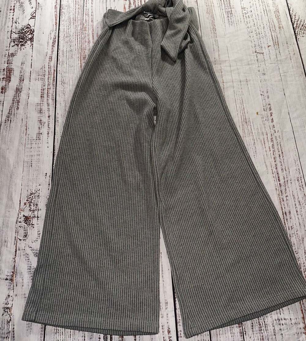 Urban Outfitters Gray Striped Wide Leg Pants with Tie Waist-S
